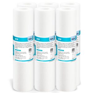 membrane solutions 5 micron 10" x 2.5" sediment water filter replacement cartridge for any water filter 10 x 2.5 inch whole house ro system, compatible with ge fxusc, aqua-pure ap110, whkf-gd05-6 pack