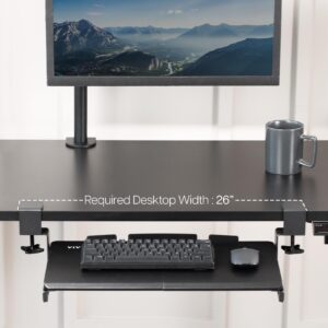 VIVO Small Keyboard Tray, Under Desk Pull Out with Extra Sturdy C Clamp Mount System, 20 Inches (26 Inches Including The Clamps) x 11 Inches Slide-Out Platform Computer Drawer for Typing, Black,