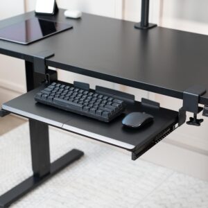 VIVO Small Keyboard Tray, Under Desk Pull Out with Extra Sturdy C Clamp Mount System, 20 Inches (26 Inches Including The Clamps) x 11 Inches Slide-Out Platform Computer Drawer for Typing, Black,