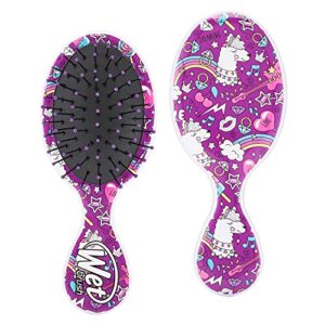 wet brush squirt detangler hair brushes - llama happy hair - mini detangling brush with ultra-soft intelliflex bristles glide through tangles with ease - pain-free comb for all hair types