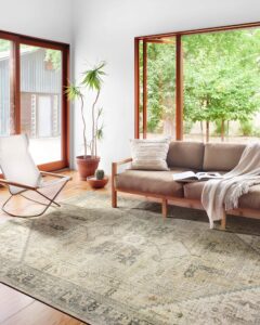 loloi ii skye collection sky-13 natural/sand 2'-6" x 7'-6", 13" thick, runner rug, soft, durable, vintage inspired, distressed, low pile, non-shedding, easy clean, printed, living room rug