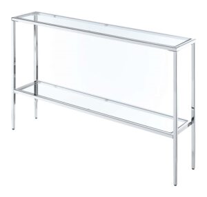 convenience concepts nadia chrome console table, clear glass / chrome