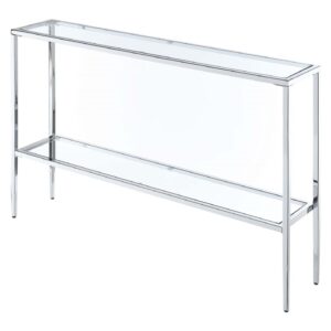 Convenience Concepts Nadia Chrome Console Table, Clear Glass / Chrome