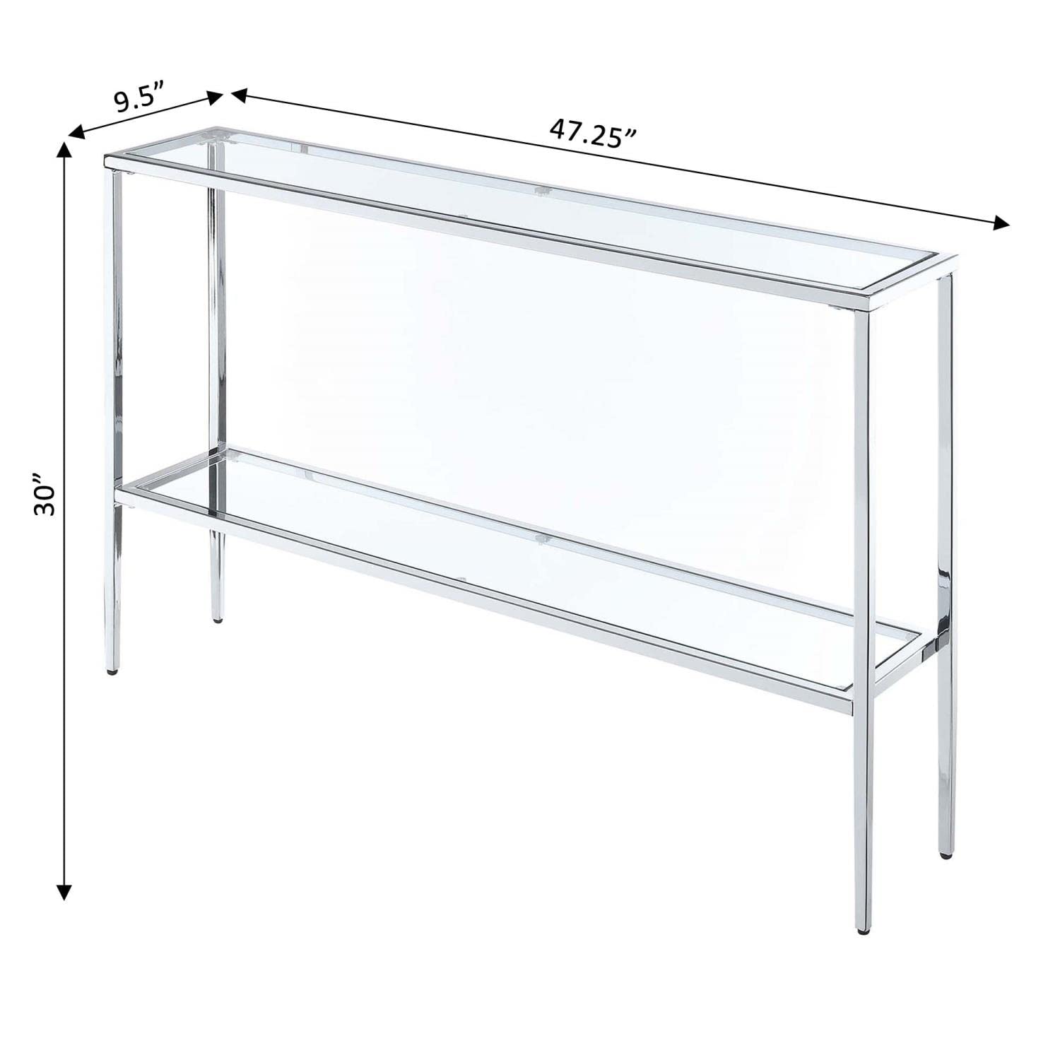 Convenience Concepts Nadia Chrome Console Table, Clear Glass / Chrome