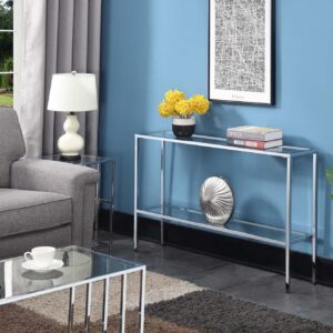 Convenience Concepts Nadia Chrome Console Table, Clear Glass / Chrome