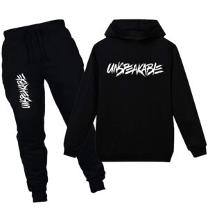 amropi boy's tracksuit pullover hoodie jogging pants set 2 pieces sweatsuit (black,11-12years)