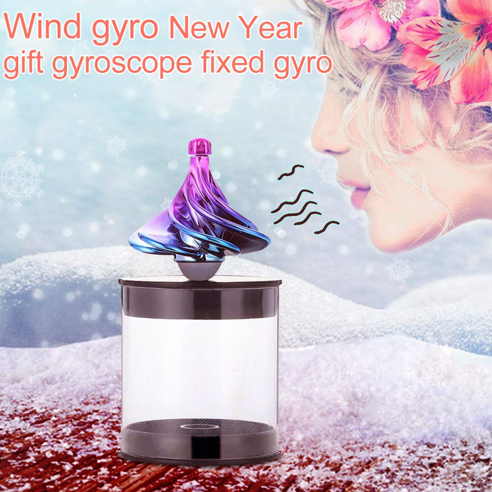 Wind Gyro Spinning Top, Portable Wind Blow Turn Gyro Desktop Decompression Toys, Stress Relief Toy (Multicolour)