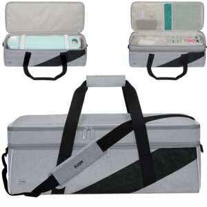 bubm carrying bag compatible for cricut explore air(air2), cricut maker,silhouette cameo 4 and cameo 3 and accessories, double layer die cut machine carrying case(gray)