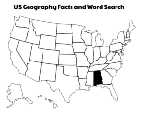 united states geography state facts and word search