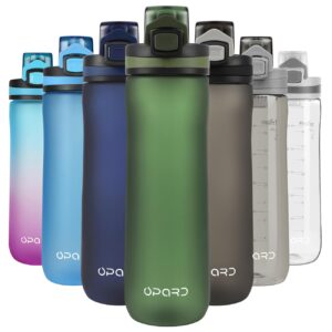 opard peak water bottle 20 oz bpa free tritan plastic leak proof flip top for school kids sports gym yoga camping (dark green)