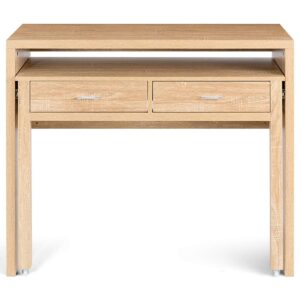 Tangkula Extendable Computer Desk with 2 Drawers, Small Writing Desk with Pull Out Secondary Desk, Console Table, Wood Study Workstation, Laptop Desk for Small Space Home & Office (Natural)