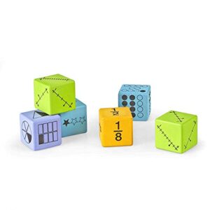 hand2mind - 91268 Multiple Representation Fraction Foam Dice for Kids, Fraction Math Manipulatives, Fun Teacher Supplies For Classroom, Creative 4th Grade Math Games, Homeschool Supplies (Set of 16)