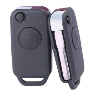 keymall keyless entry remote car key fob shell case 1 button for benz c e ml s hu64 blank blade