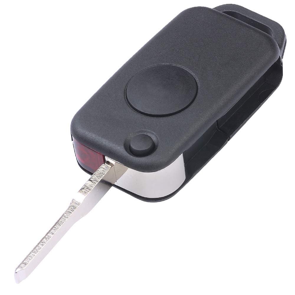 Keymall keyless Entry Remote car Key fob Shell Case 1 Button for Benz C E ML S HU64 Blank Blade