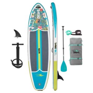 drift aero inflatable stand up paddle board - sup paddle board & accessories, including pump, paddle, and more - native floral, adult, 10'8"