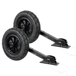 Seamax Deluxe Boat Launching Wheel System, Black Military Edition, 4 Positions and 4 Stages Removable and Adjustable Legs, 14" Pneumatic Wheels. Max Support Water Craft Weight 600Lbs