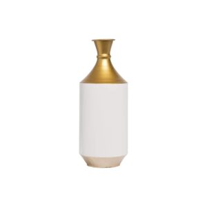 foreside home & garden white modern painted brass metal decorative vase