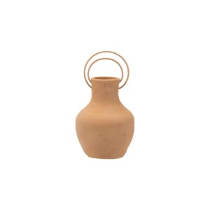 foreside home and garden natural terracotta decorative metal deco handle vase large