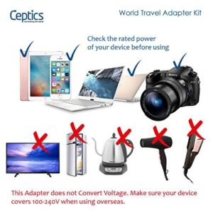 Ceptics UK, Hong Kong, Ireland Travel Adapter Plug - Light Weight - Dual USA Inputs - Type G - Safe Grounded Perfect for Cell Phones, Laptops, Camera (3 Pack) - Ultra Compact - Use in Dubai, Ghana