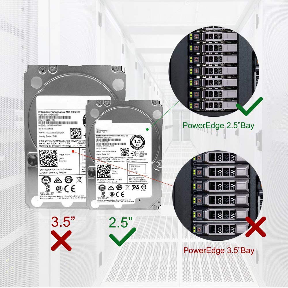 2PCS 2.5" 8FKXC / 08FKXC SAS/SATA Hard Drive Tray Caddy for Dell Poweredge R330, R430, R610, R620, R630, R730, R730XD R830, R920, R930, T440, T640, T430 Server; MD1220, MD1420, MD3820, MD3420 Storage