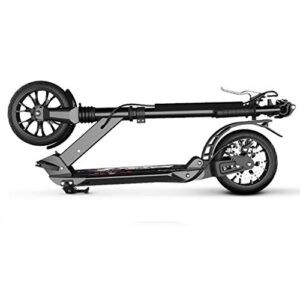 kick scooter folding adult kick scooter with disc handbrake, big wheels dual suspension commuter scooter for teens young women men, black, load 150kg(330lbs) (color : black)