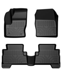 issyauto floor mats liners, compatible with 2013-2019 escape 2013-2018 c-max, all weather guard floor liners tpe car mats waterproof 1st and 2nd row, black