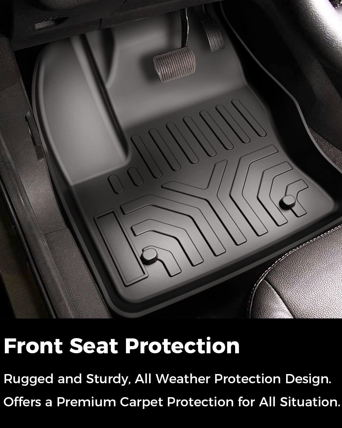 ISSYAUTO Floor Mats Liners, Compatible with 2013-2019 Escape 2013-2018 C-Max, All Weather Guard Floor Liners TPE Car Mats Waterproof 1st and 2nd Row, Black