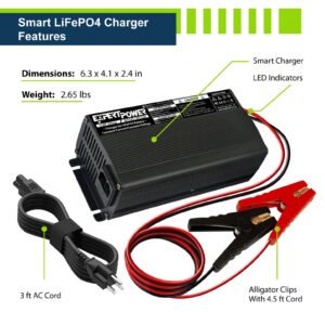 ExpertPower 12V 20A Smart Charger for Lithium LiFePO4 Deep Cycle Rechargeable Batteries