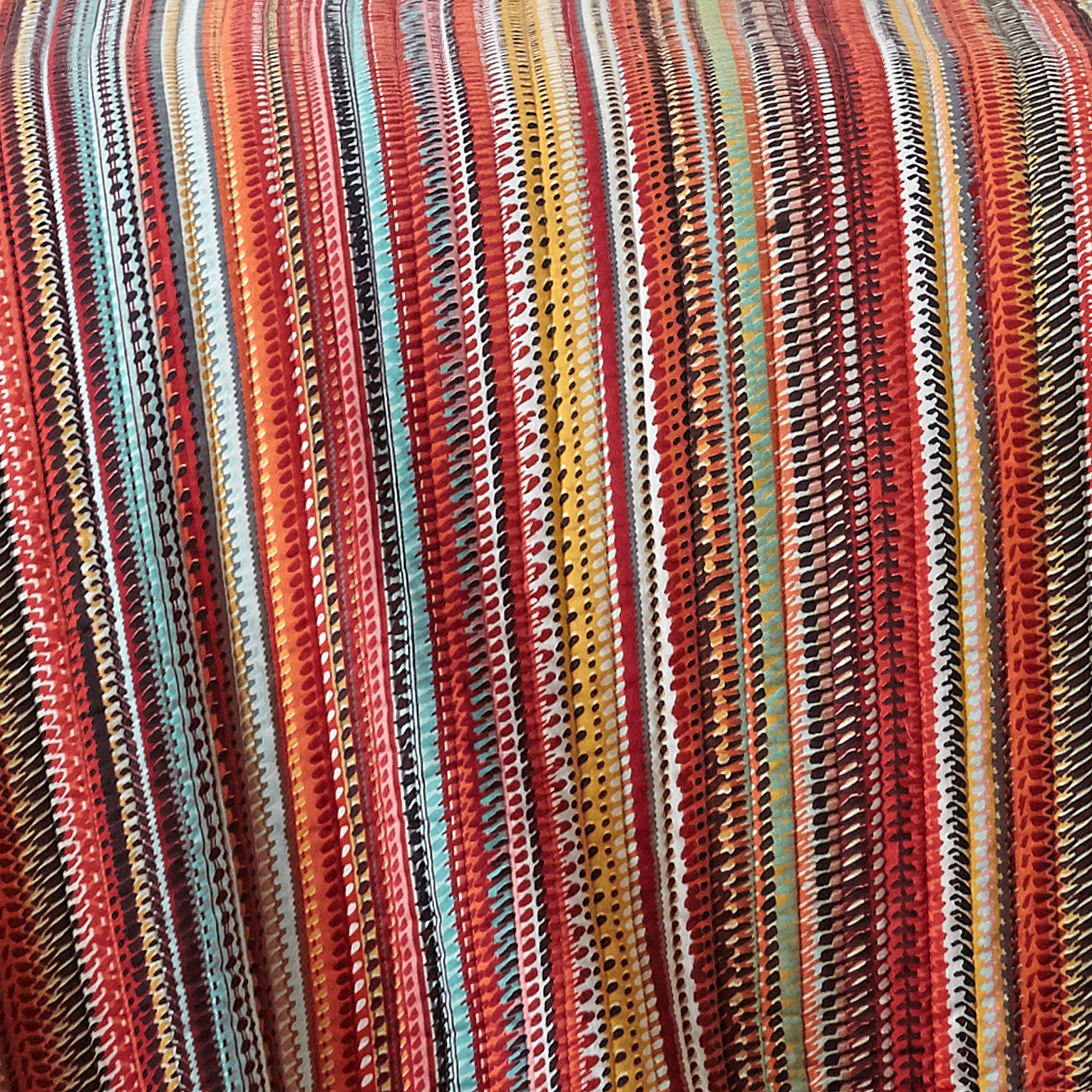 Levtex Home - Uluru Quilt Set - King Quilt + Two King Pillow Shams - Boho Stripe - Orange Teal Red Green Yellow Black White - Quilt (106x92in.) and Pillow Shams (36x20in.) - Cotton