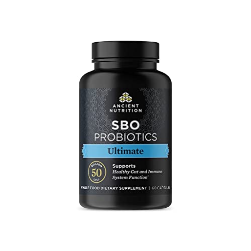 Probiotics by Ancient Nutrition, SBO Probiotics Ultimate 50 Billion CFUs*/Serving, Digestive and Immune Support, Gluten Free, Ancient Superfoods Blend, 60 Capsules