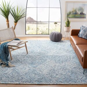 safavieh capri collection area rug - 9' x 12', ivory & blue, handmade wool, ideal for high traffic areas in living room, bedroom (cpr207a)