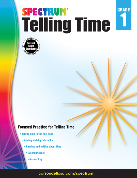 Spectrum | Telling Time Workbook | Grade 1, Printable