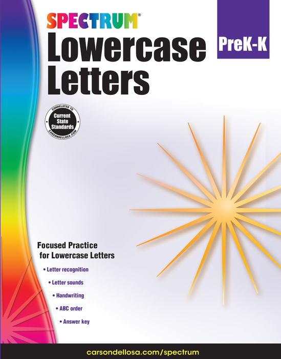 Spectrum | Lowercase Letters Workbook | Grades PK–K, Printable