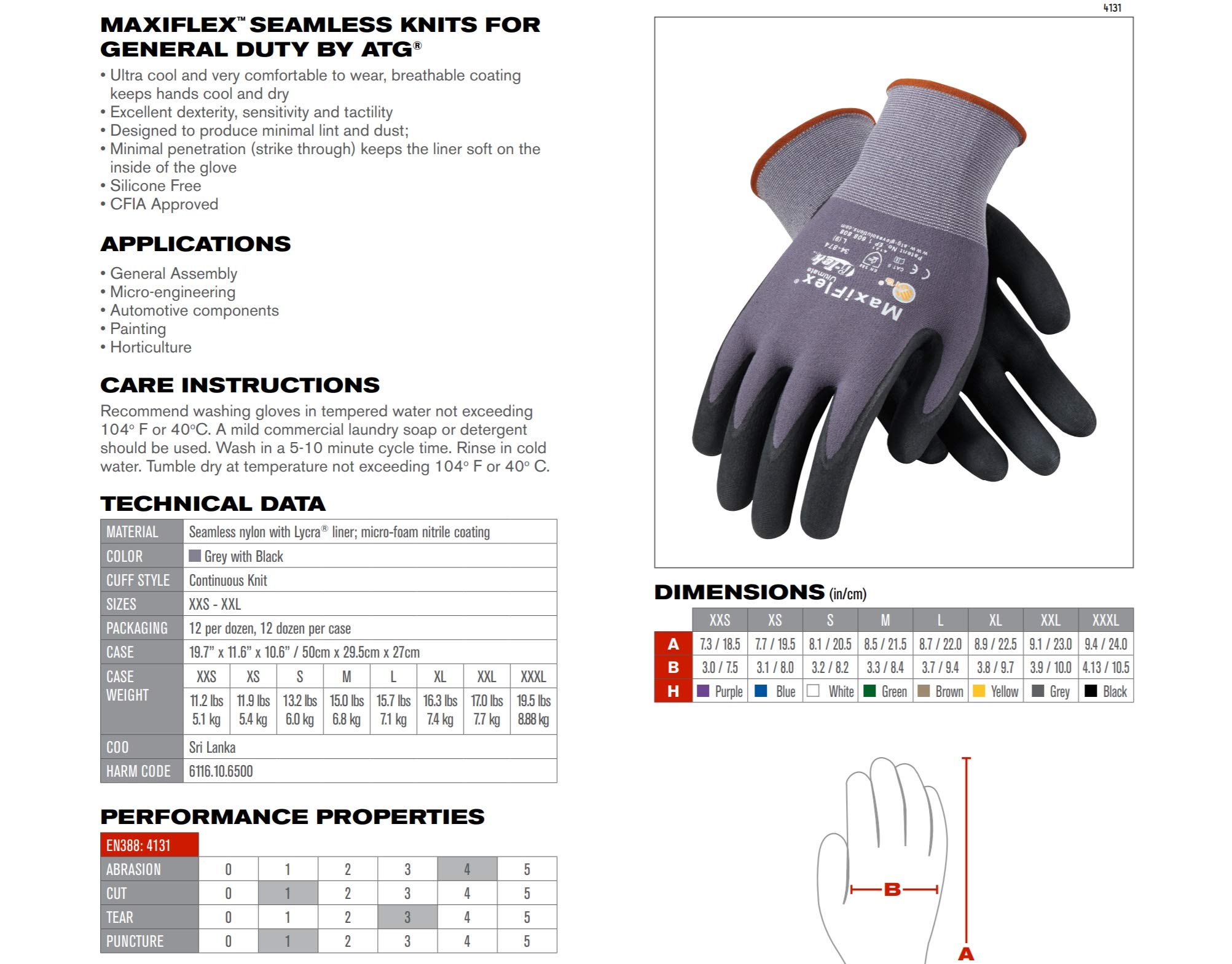 3 Pack MaxiFlex 34-874/S Gloves Nitrile Micro-Foam Grip Palm & Fingers - Excellent Grip and Abrasion Resistance - Seamless Nylon with Lycra Liner - Micro-Foam Nitrile Coating (Size-S/3 Pairs)