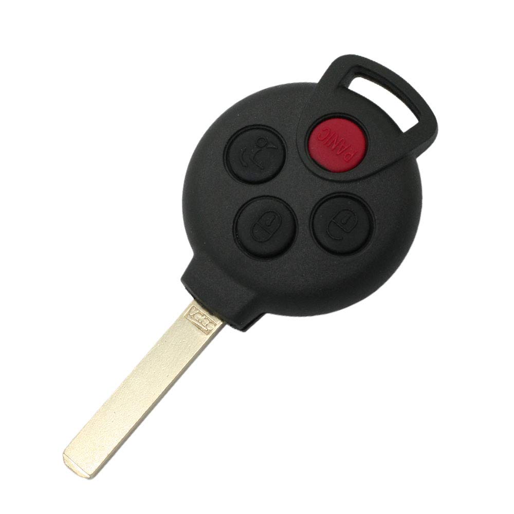 SEGADEN Replacement Key Shell Compatible with Mercedes Benz SMART Fortwo Keyless Entry Remote Key Case Fob 4 Buttons 3 BTN + Panic PG914