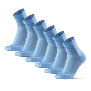 DANISH ENDURANCE 3 Pack Running Socks for Long Distances, Quarter, Men & Women, Light Blue, US Women 8-10 // US Men 6.5-8.5