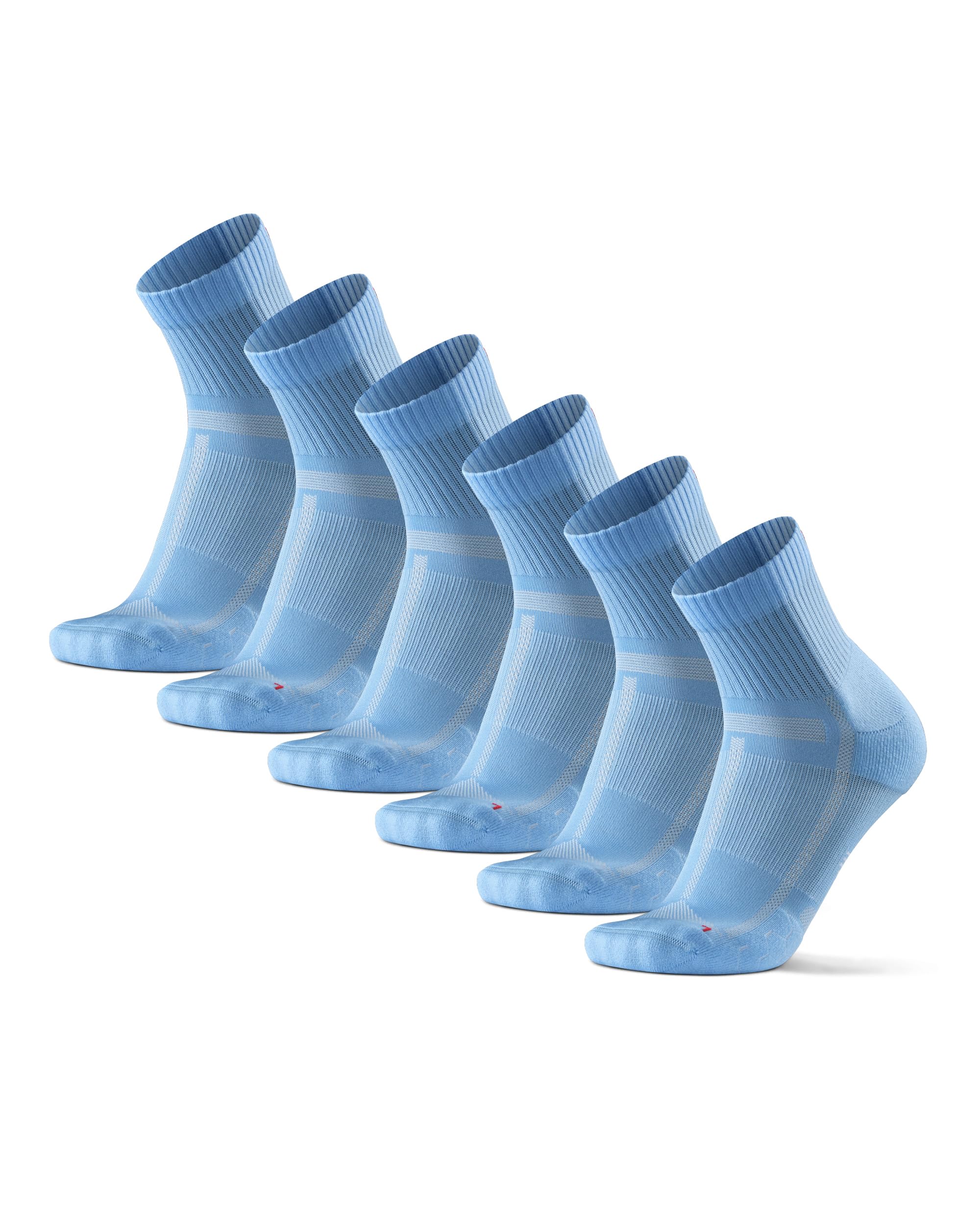 DANISH ENDURANCE 3 Pack Running Socks for Long Distances, Quarter, Men & Women, Light Blue, US Women 8-10 // US Men 6.5-8.5