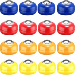 gejoy 16 pieces mini shuffleboard replacement pucks tabletop equipment rollers set shuffleboard curling accessories (red, blue, orange, yellow)
