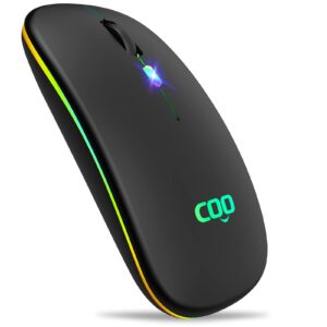 coo led slim mouse with 3 adjustable dpi, dual mode(bluetooth 5.1 and 2.4g wireless) for ipad os 13, macbook, laptop, mac os 10.10