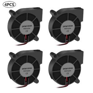 4PCS 5015 Fan 5V Blower Cooling Fan 50x50x15mm Fan with 2 Pin Terminal for 3D Printer Hotend Extruder Heat Sinks Humidifier Aromatherapy Repair Replacement(5V 0.25A)