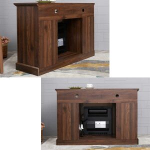 PatioFestival Fireplace Entertainment Center Wooden Electric Fireplaces tv Stand fire Place for TVs up to 50" Wide, Espresso