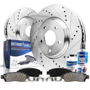 detroit axle - front brake kit for v6 2005-2010 ford mustang drilled & slotted brake rotors and ceramic brakes pads 2006 2007 2008 2009 replacement - [models built before 3/20/2010]