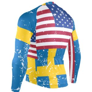 Cycling Jersey Men Long Sleeve Tops American Swedish Flag Bike Shirts Bicycle Clothes Jacket