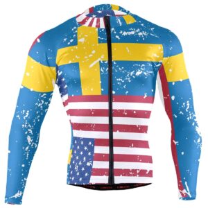 Cycling Jersey Men Long Sleeve Tops American Swedish Flag Bike Shirts Bicycle Clothes Jacket