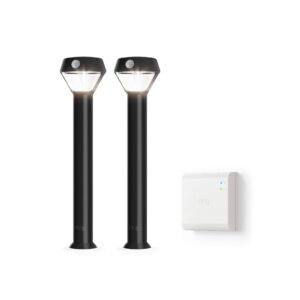 ring solar pathlight - outdoor motion-sensor security light, black (starter kit: 2-pack)