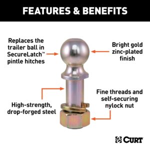 CURT 48420 Replacement SecureLatch 2-Inch Pintle Hitch Ball, 10,000, 1-1/4-Inch Shank Diameter