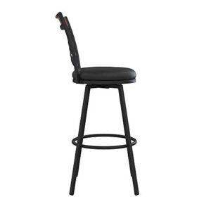 DHP Niam Upholstered Seat Swivel Black PU, Set of 3 Barstool