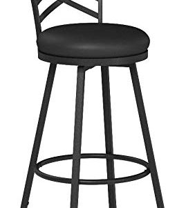 DHP Niam Upholstered Seat Swivel Black PU, Set of 3 Barstool