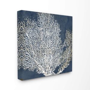stupell industries sea coral ocean life silhouette blue white canvas wall art, 24 x 24, design by artist main line studio