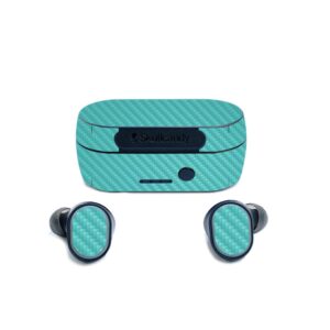 mightyskins carbon fiber skin for skullcandy sesh true wireless earbuds - turquoise | protective, durable textured carbon fiber finish | easy to apply, remove, and change styles | made in the usa